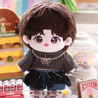Stray Kids Han Plushie inspired by his Rockstar-era look, featuring ultra-soft fabric, removable clothing, and detailed embroidery.