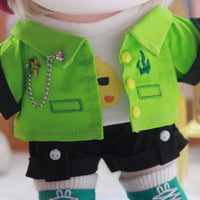 Close up image of details on neon green jacket