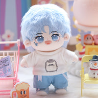 Soobin front view showing off his blue hair