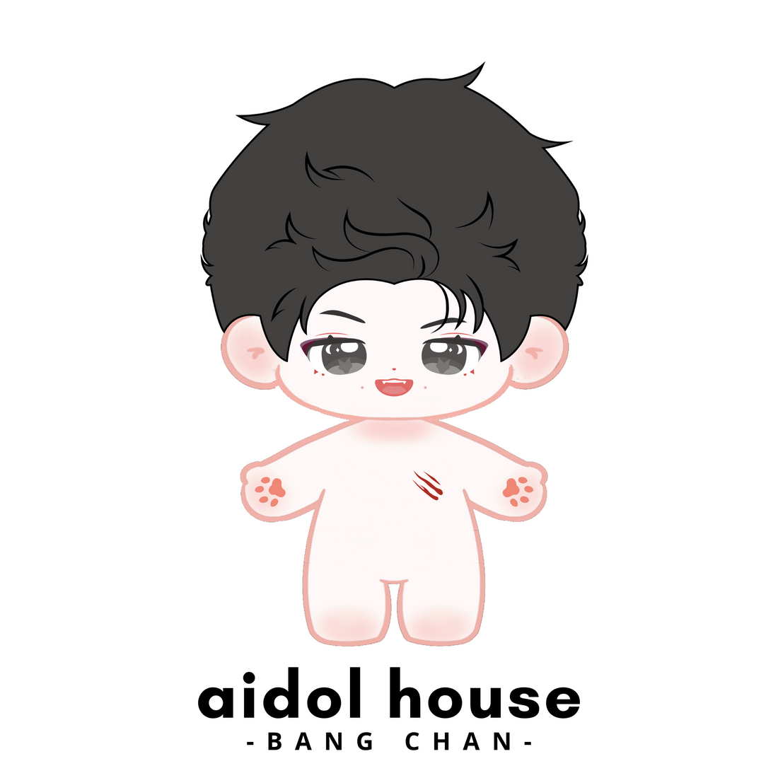 Illustration of Bang Chan plushie without clothes