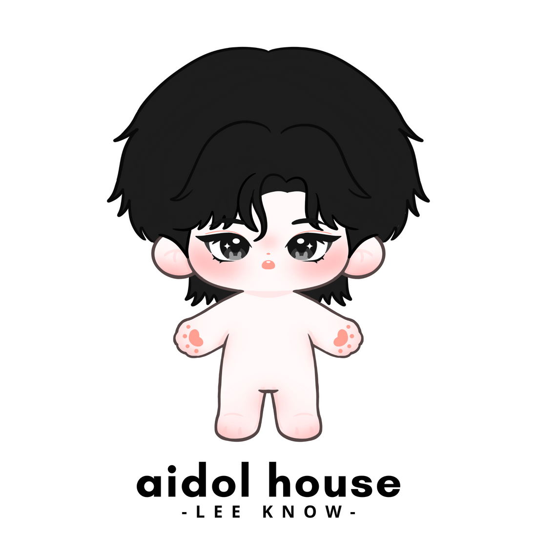 Illustration of Lee Know plushie without clothes