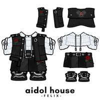 Illustrated fashion set with black and white details, featuring 'aidol house FELIX' branding.
