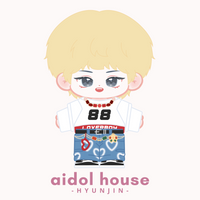 Illustration of Hyunjin plush in denim outfit