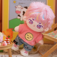 Yeonjun plushie with sweets and chair setup