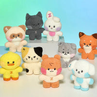 Group photo of all nine Zeroni costume plush dolls from ZEROBASEONE