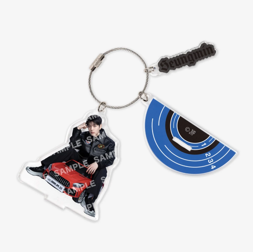 Key Holder with pic of Seungmin sitting on a car and his name