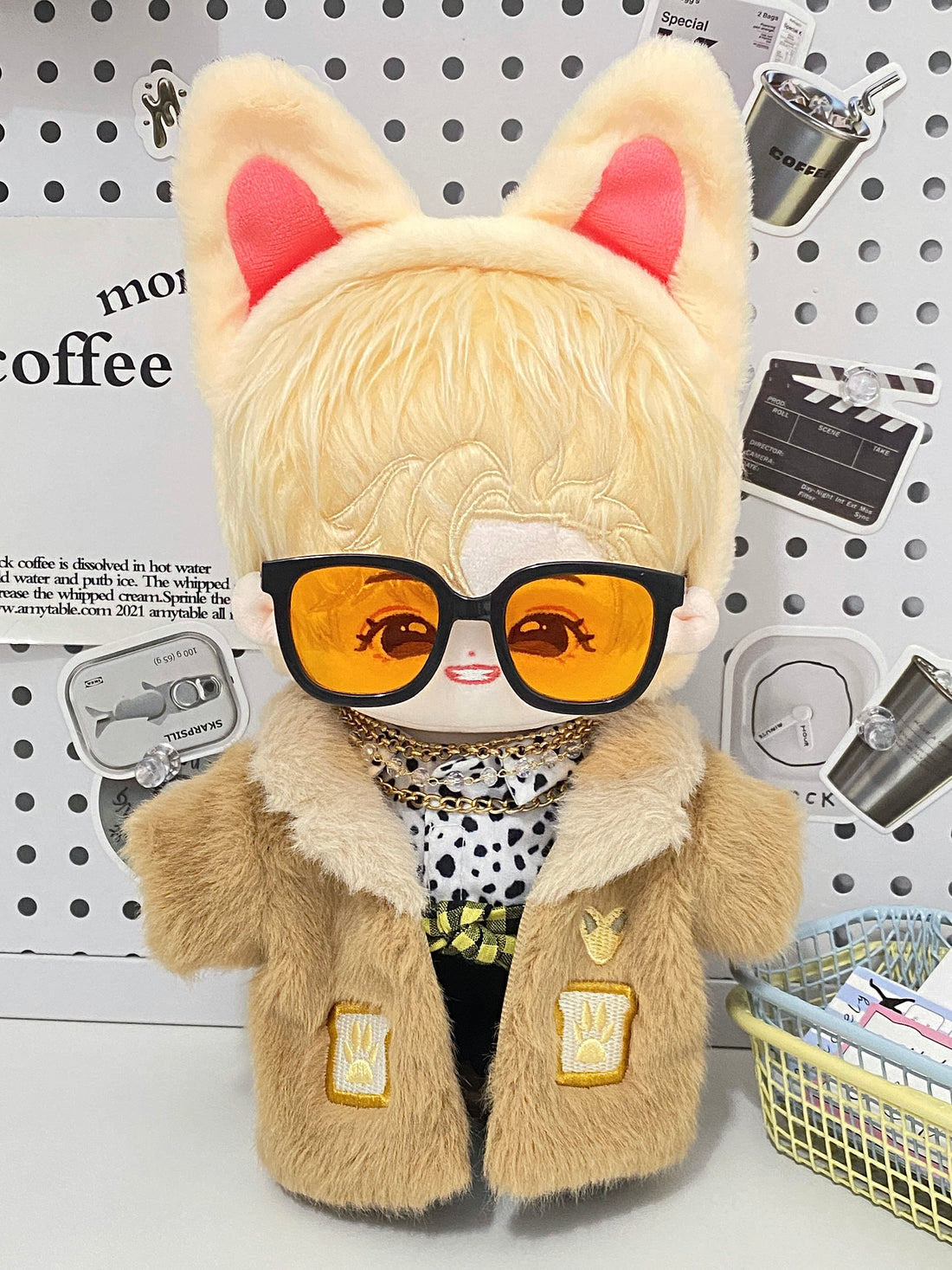Plushie Accessories - Fox Ear Headband + Fur Coat + Sunglasses Set