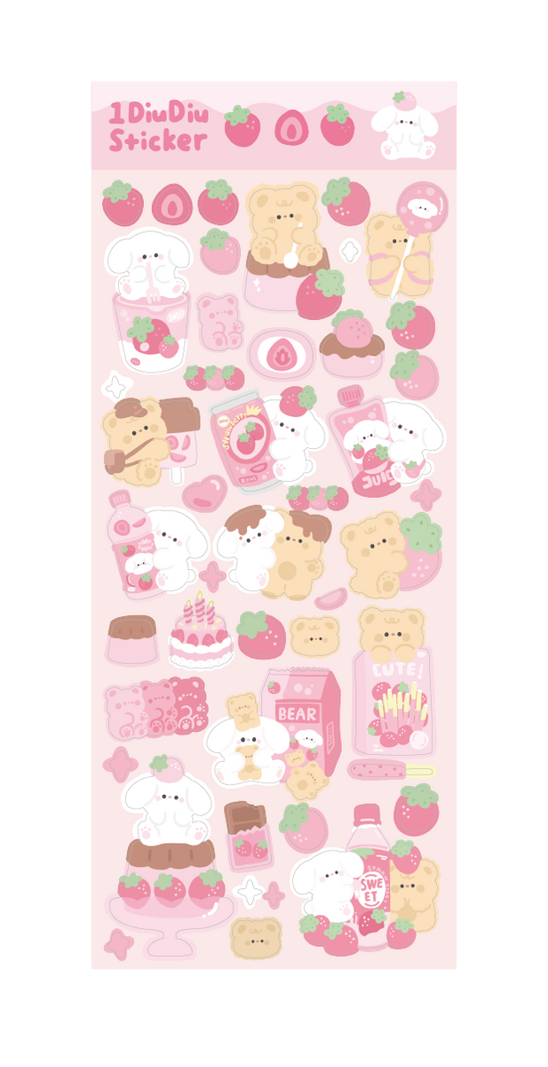 💜 Rilakkuma Strawberry Sticker Sheet (LAST ONE - Depop