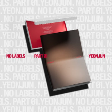 Two books titled 'NO LABELS' and 'Yeonjun' on a light gray background with text.