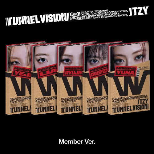 5 different version of the cover showing a photo of a different band member's eyes on each.