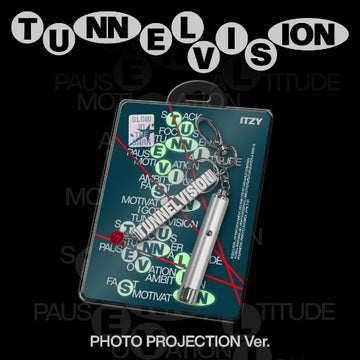 Product packaging with 'Tunnel Vision' text and keychain on a dark background