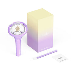 Kep1er official lightstick version 2 featuring a white handle with a colorful planet-inspired transparent top and modern geometric detailing for concerts and fan collections.