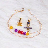 Plushie Accessories - Purple Gold Necklace + Earring Set