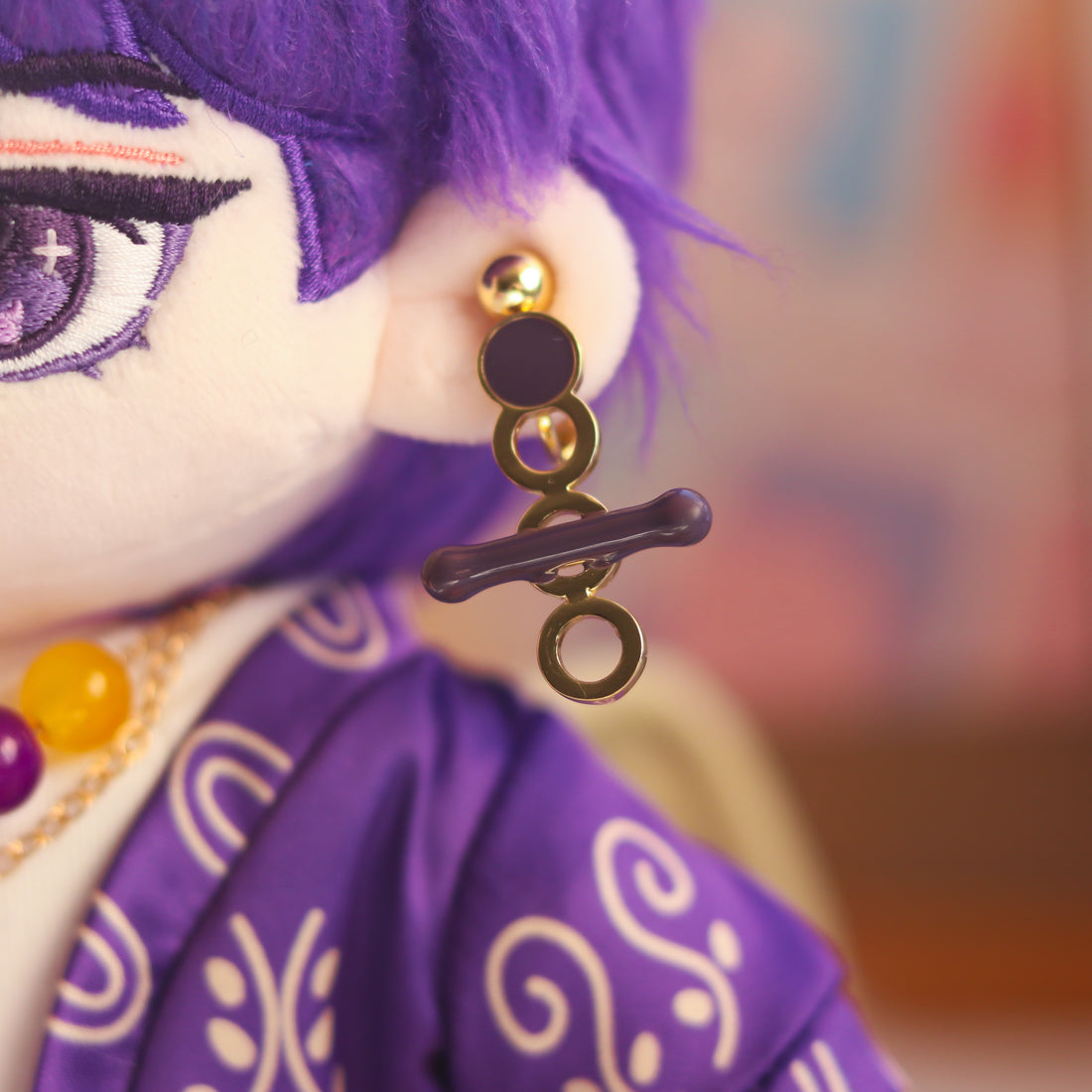 Plushie Accessories - Purple Gold Necklace + Earring Set