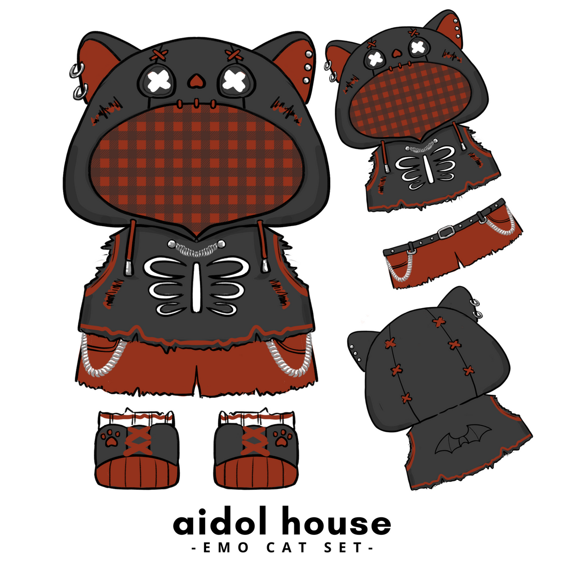 Plushie Clothing - Emo Cat Set