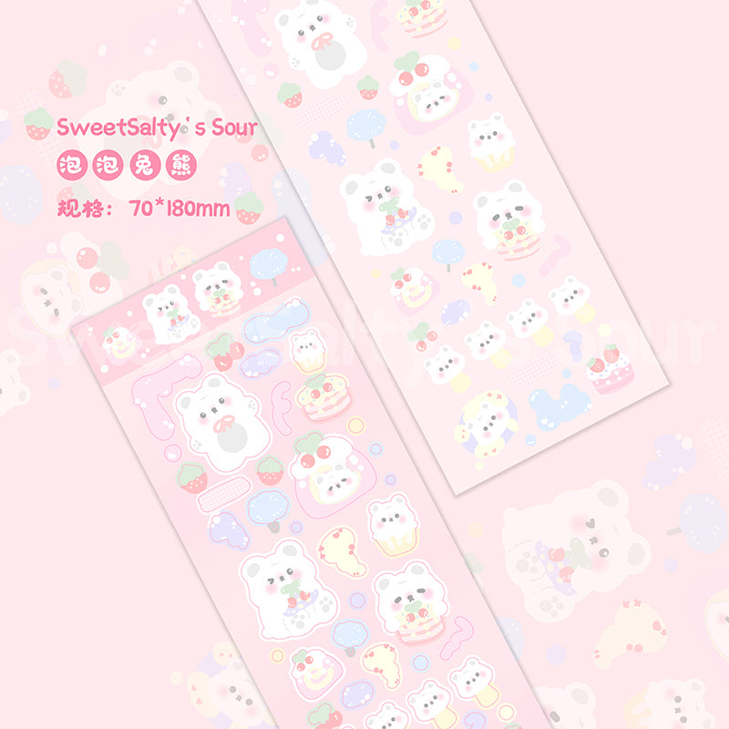 Bubble Bunny Bear Sticker Sheet