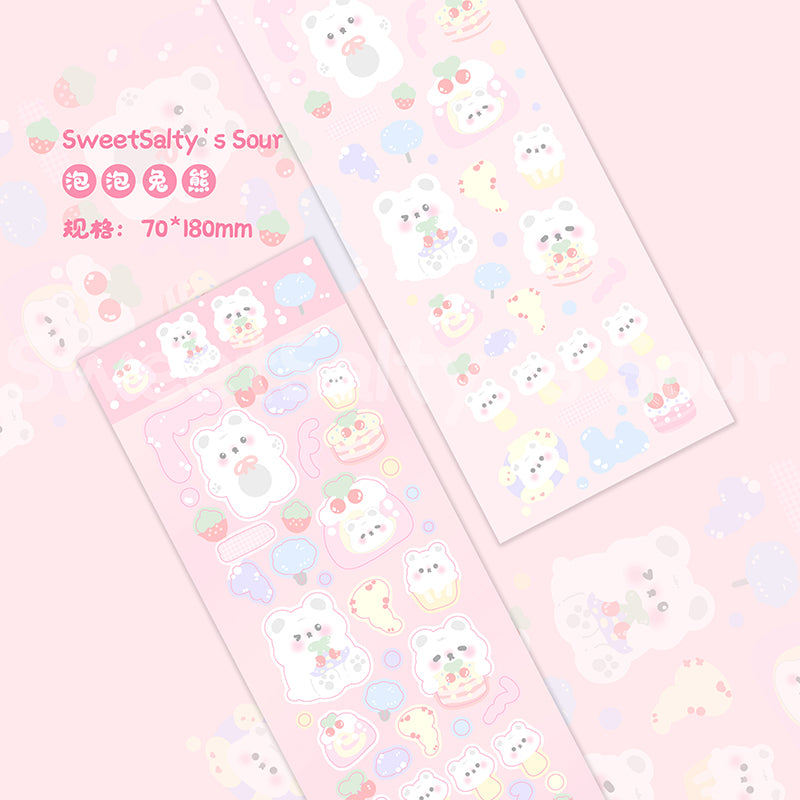 Bubble Bunny and Bear Sticker Sheet