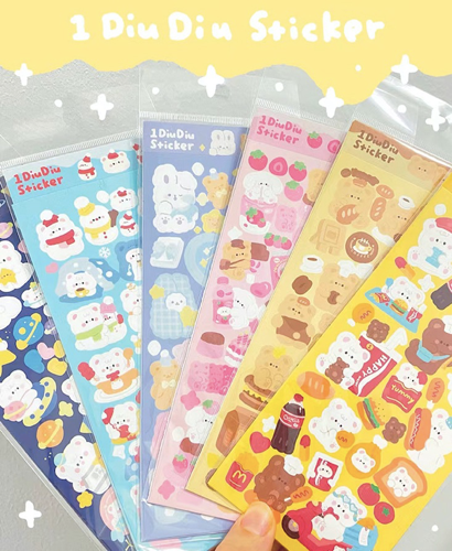 Kawaii Toploader Stickers, Hologram Deco Sticker Sheet, Strawberry